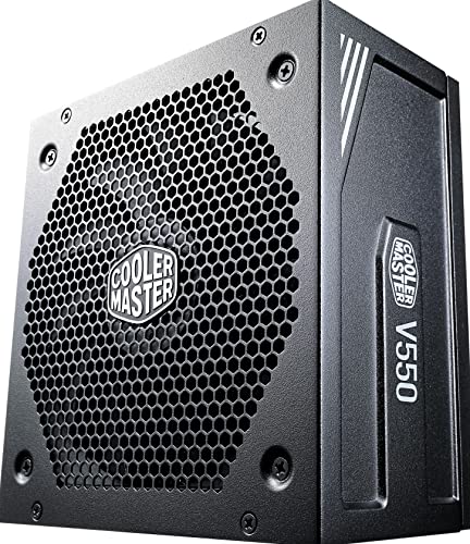 Cooler Master V550 Gold V2, PC-Netzteil (EU-Stecker), 550 Watt Netzteil, 80 Plus Gold, modulares ATX-Netzteil, 135mm FDB-Lüfter, Semi-Passive-Modus, 16AWG PCI-e-Kabel - Schwarz von Cooler Master