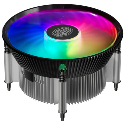 Cooler Master i70C LGA1700 ARGB Intel Low-Profile-CPU-Luftkühler, eloxierte schwarze Aluminiumlamellen, Kupfereinsatzbasis, 95 W TDP CPU-Unterstützung, 120 mm ARGB 3-poliger Lüfter für Intel LGA1700 von Cooler Master