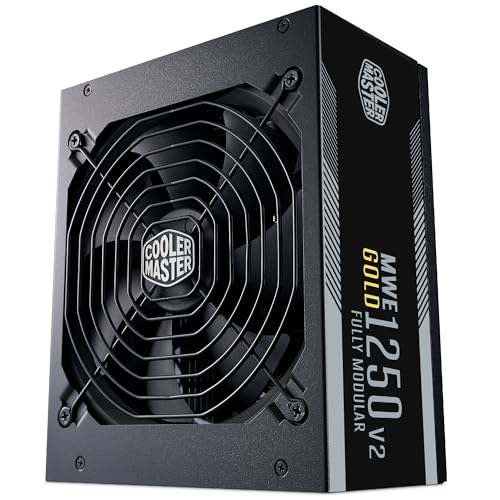 Cooler Master MWE Gold 1250 V2 ATX 3.1 Vollmodulares Netzteil – ATX 3.1-Unterstützung, 80 Plus Gold, 1250 Watt PC-Netzteil, PCIe 5.1-Verkabelung, 140 mm FDB-Lüfter, Hochtemperaturschwelle von Cooler Master