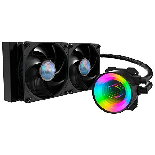 MasterLiquid ML240 Mirror ARGB Close-Loop AIO CPU-Flüssigkeitskühler, Mirror ARGB Pump, 240 Radiator, Dual SickleFlow 120 mm, Dual Chamber Pump der 3. Generation für AMD Ryzen/Intel 1200, 1151 von Cooler Master