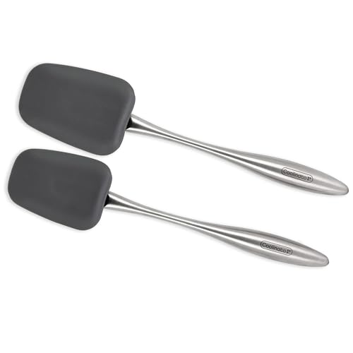 Coolinato - Kochlöffel Silikon 25cm & 29 cm 2er Küchenhelfer Set - Teigschaber hitzebeständig mit flexiblem Platin-Silikonkopf & robustem Edelstahlkörper - Silikon Spatel ideal für Pfannen & Töpfe von Coolinato
