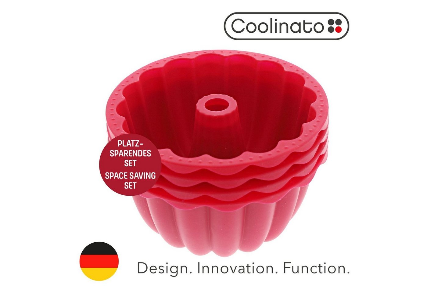 Coolinato Backform Coolinato Silikon Dessert Backformen Set 4tlg. ROT, inkl. Rezepte von Coolinato