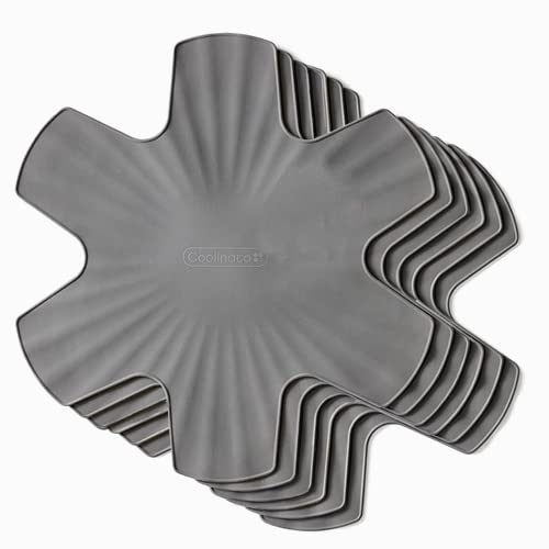Coolinato - Pfannenschoner aus Silikon 6er Set 35 cm Grau - Universeller Topfuntersetzer, Pfannenschutz & Stapelschutz - Untersetzer und Hitzeschutz für Pfannen und Töpfe spülmaschinenfest & BPA-frei von Coolinato