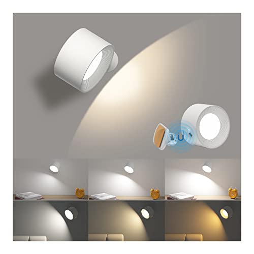 Coollamp LED-Wandleuchte, Wandlampe mit 3 Farbmodi, 3 Helligkeitsstufen, 360° drehbar, magnetische Kugel, Touch-Steuerung, Innenwandleuchten, Wohnzimmer, 1 Packung von Coollamp