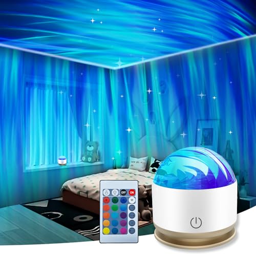 Coollamp Wiederaufladbar Polarlicht Lampe, Sternenhimmel Projektor mit Fernbedienung & USB Kabel,16 Farbel Aurora Light, Nordlicht Projektor für Kinder Erwachsene Schlafzimmer Deko von Coollamp