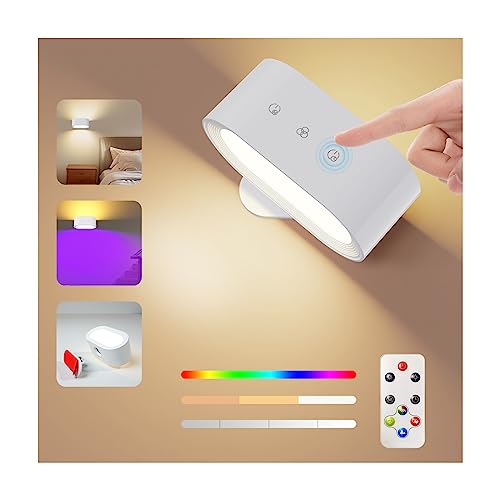 Wandleuchte Innen, Wandlampe mit Fernbedienung mit RGB-Ambiente-Beleuchtung Led Wandleuchte Innen 1-Stunden-Timer-Funktion 360° drehbare Touch Control Wandlampen von Coollamp