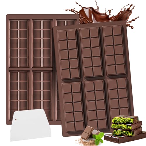 Chocolate Mould Silicone Deep, 2 Pieces Silicone Mould, Bar Mould with Scraper Extra Deep Chocolate Mould, Non-Stick Coating Chocolate Bar Mould ，Sweets von Coolon