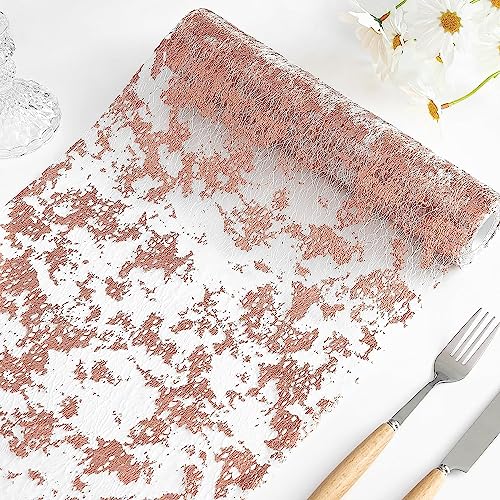 Coolon Tischläufer Metallic Glitzernde Dekoration mit Goldfolie Geeignet Für Die Dekoration Von Ostern Weihnachten Hochzeitsgeburtstagsfeiern Partys Tischläufer (28cm x 10m)(Rosegold) von Coolon