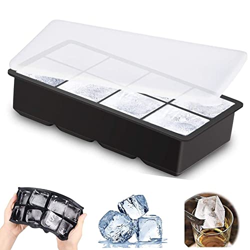 Eiswürfelform mit Deckel Eiswürfelbehälter 8 Große Eiswürfelbereiter ,eiswürfelformem für Whisky Cocktails Pudding Babynahrung Silikon 1er-Pack Eiswürfelform mit Deckel Eiswürfelbehälter 8 Große Eiswürfelbereiter ,eiswürfelformem für Whisky Cocktails Pudding Babynahrung Silikon 1er-Pack von Coolon