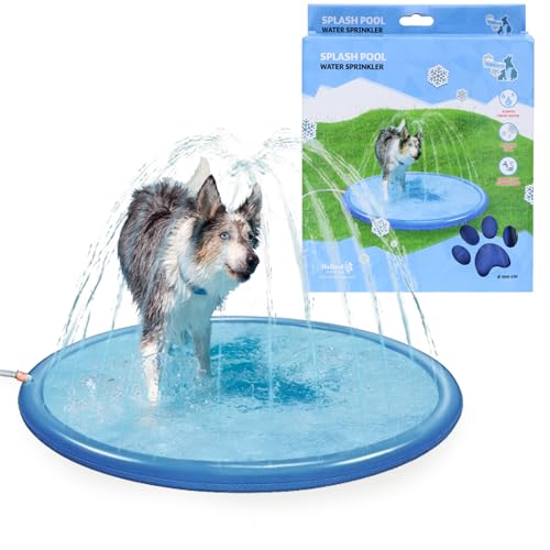 CoolPets Splash Pool Water Sprinkler - Wasserspielmatte - Kühlendes Hundespielzeug - Einfach an den Gartenschlauch anzuschließen - Blau von Coolpets