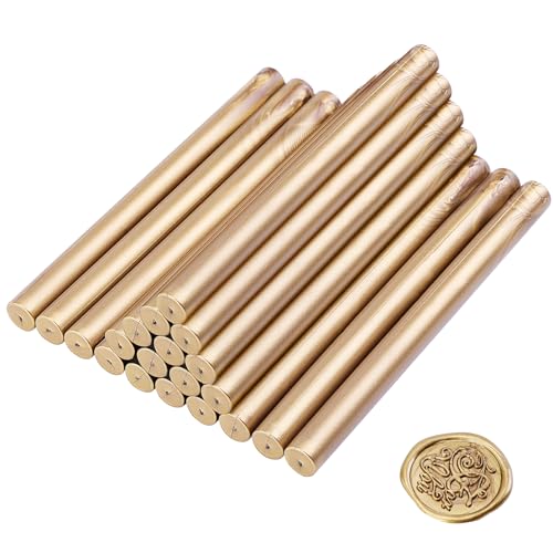 Coolty 20 Stück Wachs Siegel Stöcke 11mm Klebepistole Versiegeln Wachs Sticks für Wachs Siegel Stempel Versiegeln Einladungen Karten Umschläge Geschenkverpackungen(Bronze Gold) von Coolty