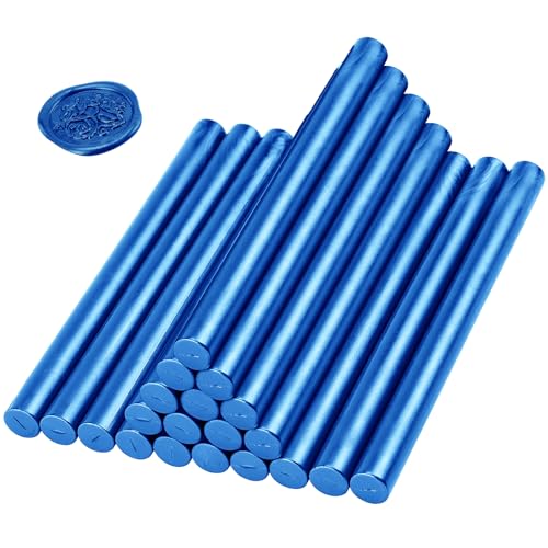Coolty 20 Stück Wachs Siegel Stöcke 11mm Klebepistole Versiegeln Wachs Sticks für Wachs Siegel Stempel Versiegeln Einladungen Karten Umschläge Geschenkverpackungen (Blau) von Coolty