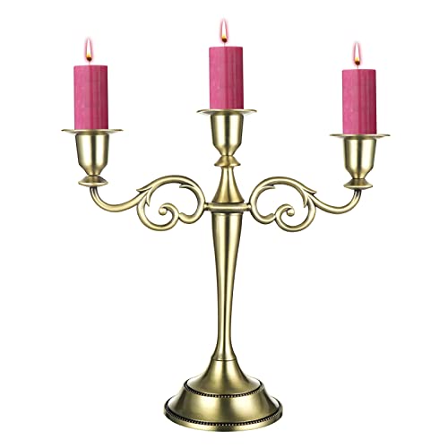 Coolty 3-Armiger Kerzenhalter, Vintage-Kerzenständer, Kerzenhalter für Abendessen, Hochzeit, Party, Heimdekoration, Weihnachtsschmuck (Bronze) von Coolty