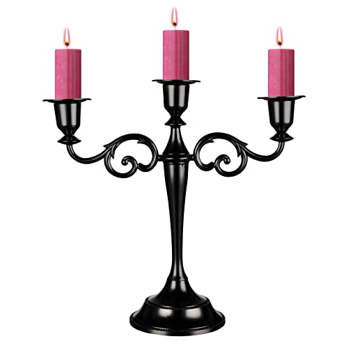 Coolty 3-Armiger Kerzenhalter, Vintage-Kerzenständer, Kerzenhalter für Abendessen, Hochzeit, Party, Heimdekoration, Weihnachtsschmuck (Schwarz) von Coolty