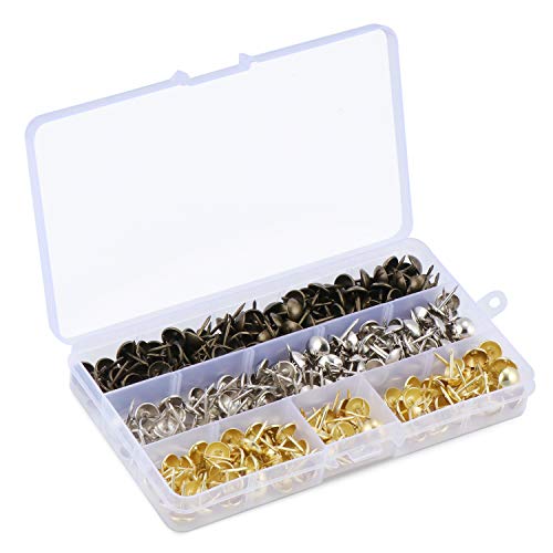 Coolty 300 Stück Polsterung Nägel Möbel Reißnägel, Thumb Tacks, Heftzwecken mit Aufbewahrungsbox (Bronze, Silber, Gold) von Coolty