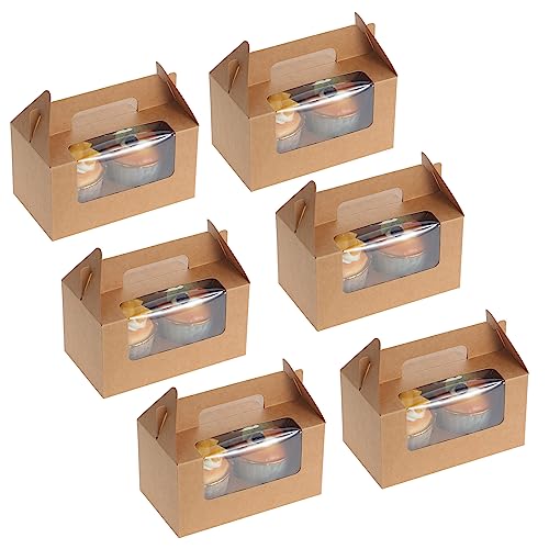 Coolty 50 Stück Cupcake Boxen 2 Löcher Karton Verpackung Boxen Bäckerei Gebäck Boxen mit Griff für Cookies Muffins Cupcakes Desserts Torten (Braun) von Coolty