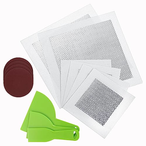 Coolty 6 Stück 4''+8'' Aluminium Wand Reparatur Patch Selbstklebend Mesh Wand Patches mit 4 Sandpapier und 3 Schaber für Trockenbau Gipskarton von Löchern und Rissen von Coolty