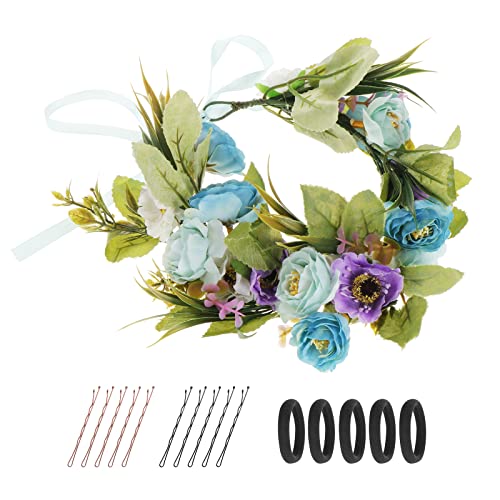 Coolty Einstellbare Blumenkrone Blumenkranz Boho Haargirlande Künstliche Blumen Krone Braut Kopfstück für Braut Frauen Mädchen Damen Hochzeit Festival Urlaub Party Foto von Coolty