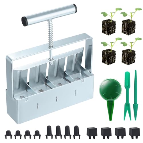 Coolty Handgehaltener Bodenblockierer 4 Gitter 2" Manueller Soil Blocker für Outdoor Garten Gewächshäuser Pflanzenvermehrung Sämlinge von Coolty