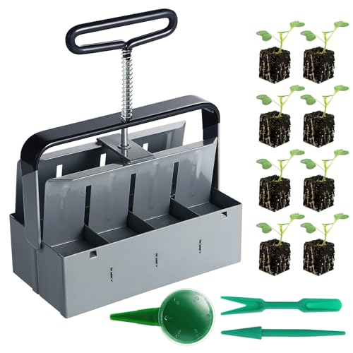 Coolty Handgehaltener Bodenblockierer 8 Gitter 2" Manueller Soil Blocker für Outdoor Garten Gewächshäuser Pflanzenvermehrung Sämlinge von Coolty