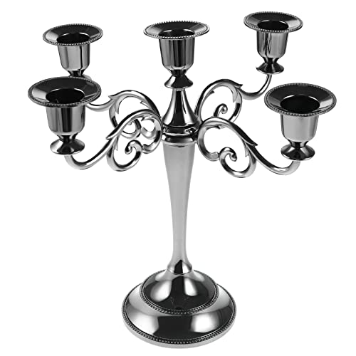 Coolty Kerzenständer mit 5 Armen Vintage Kerzenhalter Metall Kerzenleuchter für Abendessen Hochzeit Party Heimdekoration Weihnachtsschmuck(Schwarz) von Coolty