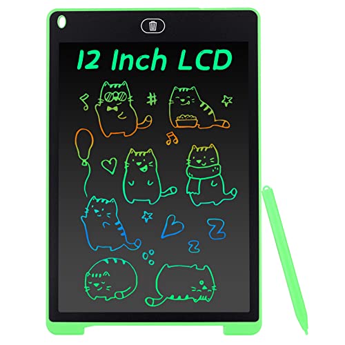 Coolzon LCD Schreibtafel, 12 Zoll Bunte Bildschirm Schreibtablett für Kinder Erwachsene, Löschbare LCD-Zeichenbrett Elektronische Schreibtafel Tragbar LCD Drawing Writing Tablet, Grün von Coolzon