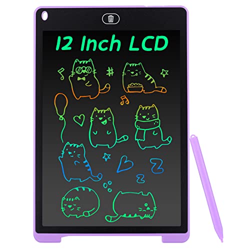 Coolzon LCD Schreibtafel, 12 Zoll Bunte Bildschirm Schreibtablett für Kinder Erwachsene, Löschbare LCD-Zeichenbrett Elektronische Schreibtafel Tragbar LCD Drawing Writing Tablet, Violett von Coolzon