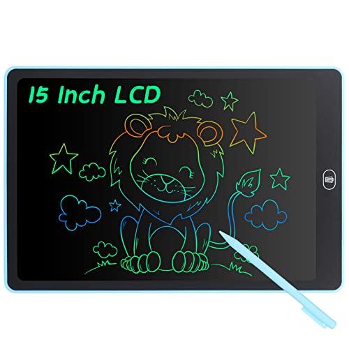 Coolzon LCD Schreibtafel, 15 Zoll Bunte Bildschirm Schreibtablett für Kinder Erwachsene, Löschbare LCD-Zeichenbrett Elektronische Schreibtafel Tragbar LCD Drawing Writing Tablet, Blau von Coolzon