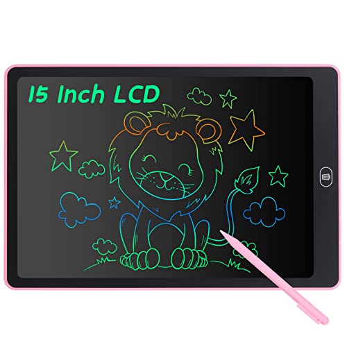 Coolzon LCD Schreibtafel, 15 Zoll Bunte Bildschirm Schreibtablett für Kinder Erwachsene, Löschbare LCD-Zeichenbrett Elektronische Schreibtafel Tragbar LCD Drawing Writing Tablet, Rosa von Coolzon