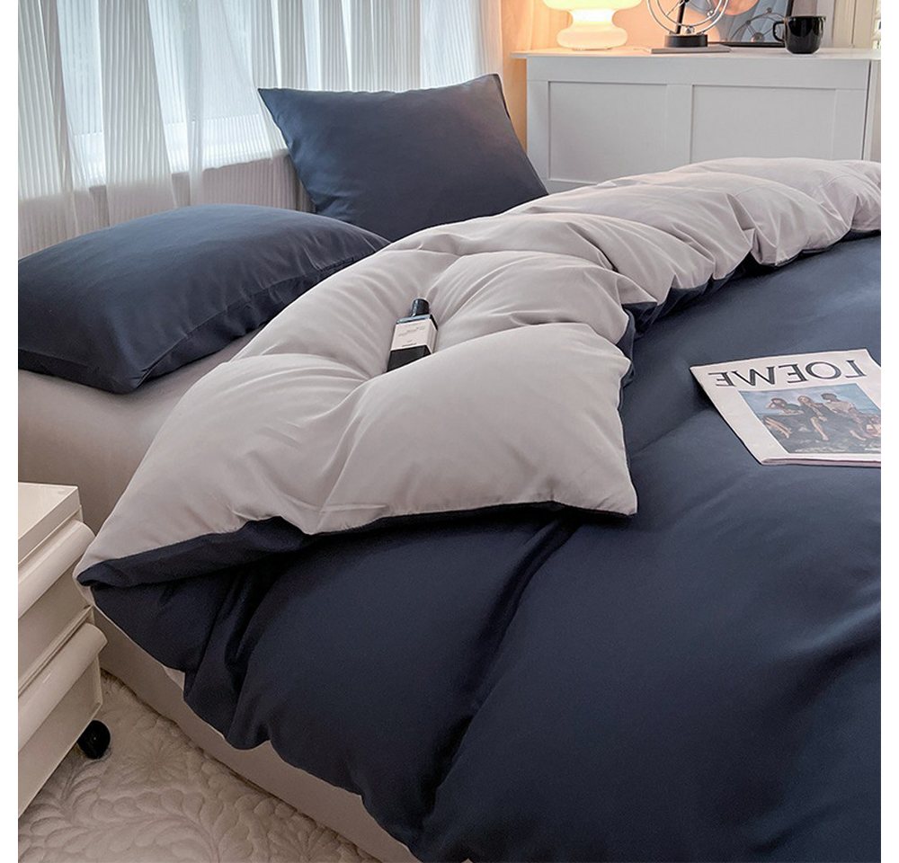 Bettwäsche Set Einfache solide Farbe Doppelseitige Bettbezug Set, Coonoor, 4 teilig, Weich und bequem von Coonoor