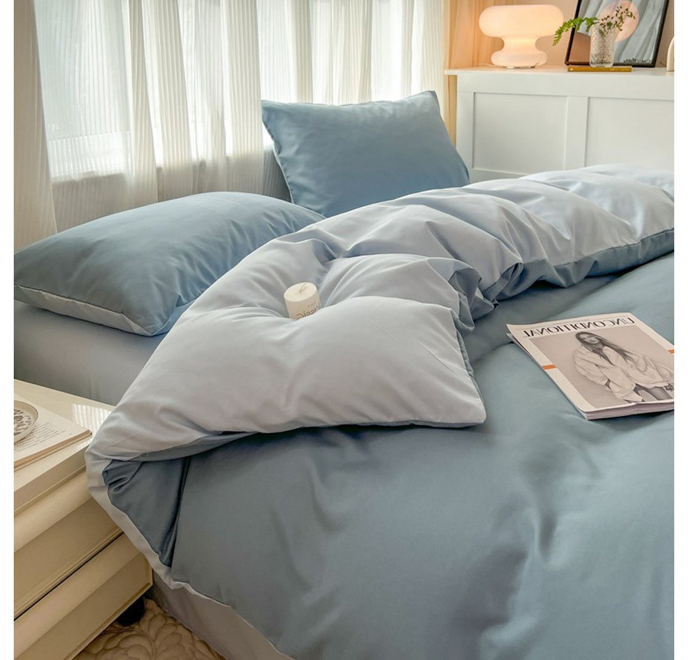 Bettwäsche Set Einfache solide Farbe Doppelseitige Bettbezug Set, Coonoor, 4 teilig, Weich und bequem von Coonoor