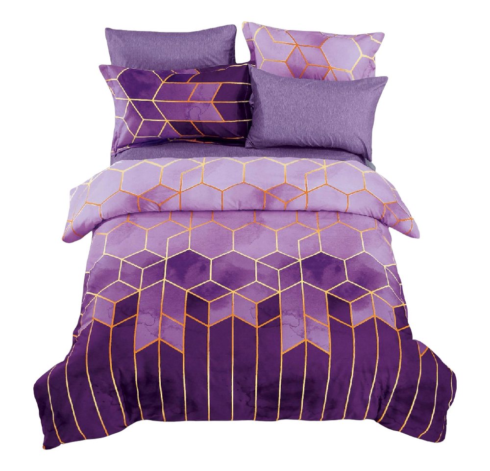 Coonoor Bettwäsche in Gr. 135x200, 200x200 oder 240x220 cm, Microfaser Gestreift Bettwäsche Set, Geometrisch Bettdeckenbezug Modern Deckenbezug Bettwaesche von Coonoor