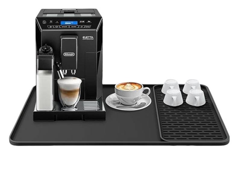 Coonoor Abtropfmatte 2-in-1 Kaffeemaschinenmatte mit abnehmbarer Abtropfmatte, Zubehör für Geeignet für Küchenarbeitsplatten, Kaffeebar-Zubehör, ideal für den Einsatz unter Kaffeemaschinen, Kaffeekannen, Espressomaschinen und Geschirrhaltern., Hauptmatte 60×40 cm, abnehmbare Trockenmatte 40×19 cm. von Coonoor