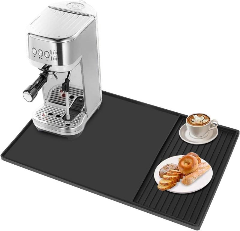 Coonoor Abtropfmatte Große Silikonmatte, Kaffeemat, mit Abtropfmatte für Geschirr, Enthält die Hauptmatte (61 × 40,5 cm) und die abnehmbare Abtropfmatte von Coonoor