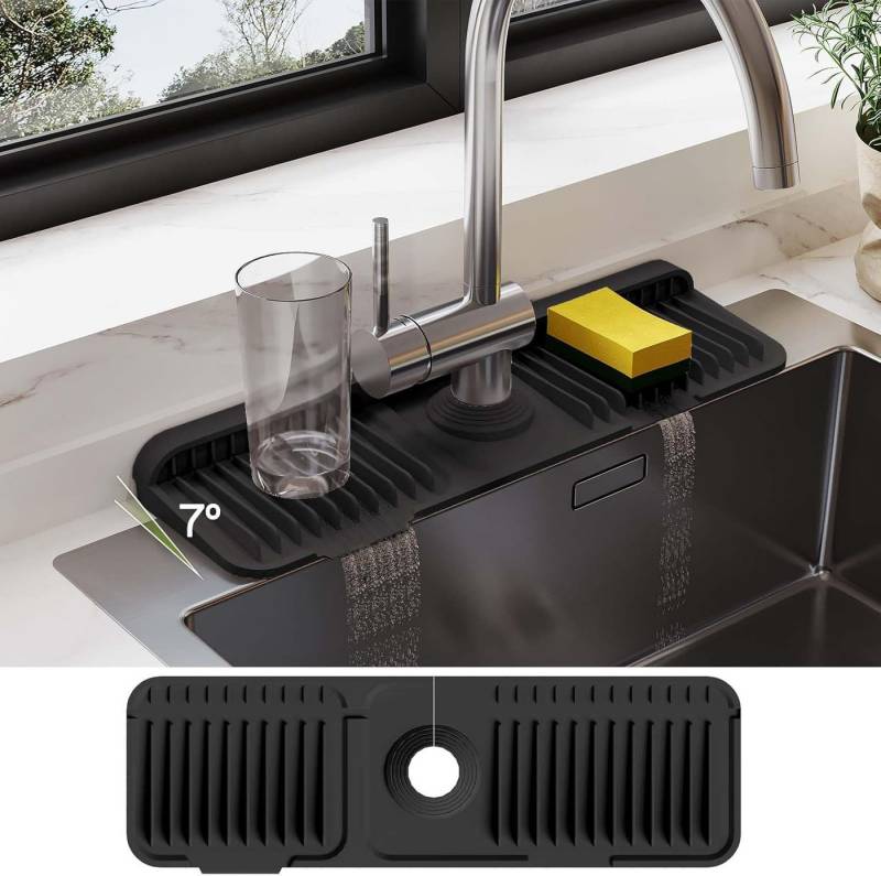 Coonoor Abtropfmatte Küchenwasserhahn Abtropfmatte, Küchenspülen Spritzschutz, Silikon Spüle Abtropfmatte, Küchenarbeitsplatte Trockenmatte von Coonoor