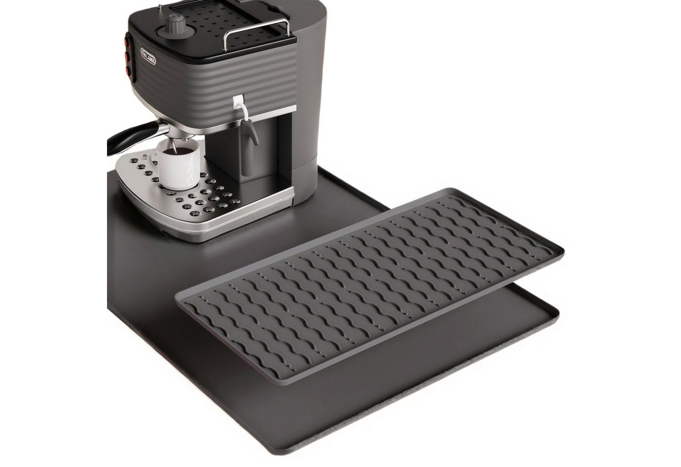 Coonoor Abtropfmatte Silicon Kaffeebar-Matte mit Abnehmbarem Geschirr-Trockner, Passend unter Kaffeemaschine & Geschirrständer Coonoor Abtropfmatte Silicon Kaffeebar-Matte mit Abnehmbarem Geschirr-Trockner, Passend unter Kaffeemaschine & Geschirrständer von Coonoor