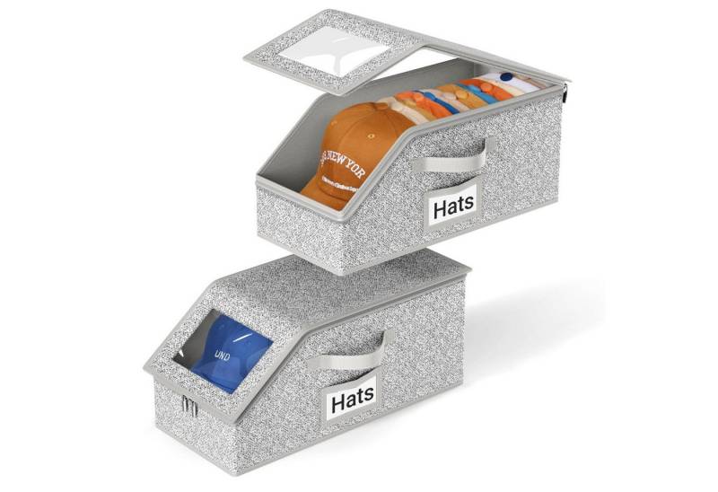 Coonoor Aufbewahrungsbox 2er Set Stapelbare Hutaufbewahrung für Baseballmützen (2 St), Hutorganizer für den Kleiderschrank von Coonoor