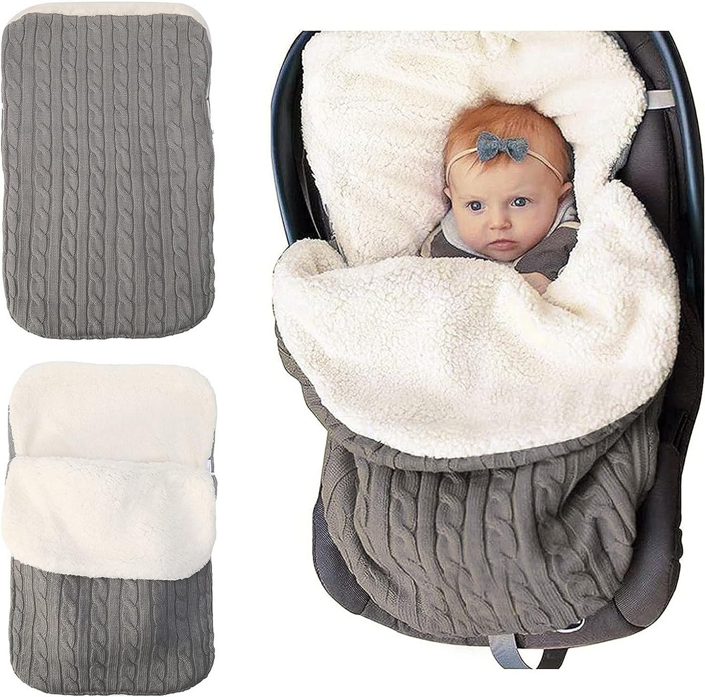 Coonoor Babyschlafsack Baby Winter, dicke warme Kinderwagen Strickdecke, Kuscheldecke von Coonoor