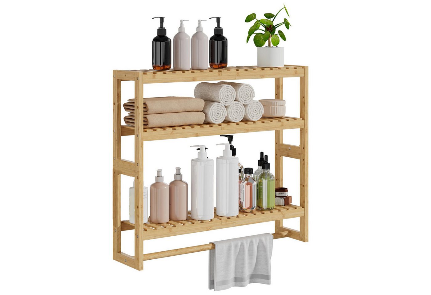 Coonoor Badregal Bambus-Badregal mit 3 Ebenen – Höhenverstellbar, Wand- oder Standregal, 1-tlg., Badezimmerregal mit Handtuchhalter – platzsparend und praktisch Coonoor Badregal Bambus-Badregal mit 3 Ebenen – Höhenverstellbar, Wand- oder Standregal, 1-tlg., Badezimmerregal mit Handtuchhalter – platzsparend und praktisch von Coonoor