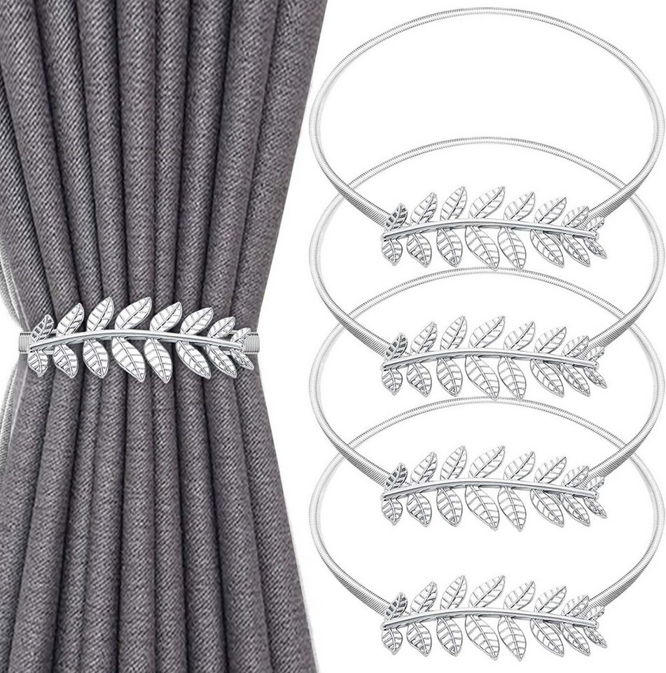 Coonoor Dekoklammer für Raffhalter Vorhang Raffhalter Elastische Schnalle Blattartig Vorhangringe, (4-tlg) von Coonoor