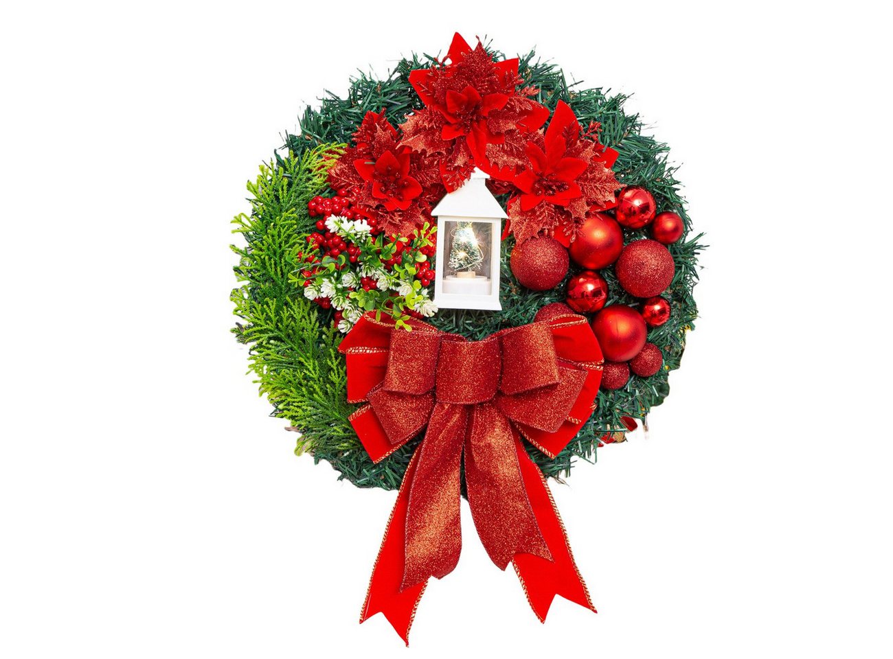 Coonoor Dekokranz LED Künstlicher Weihnachtskranz für Tür, 40cm Türkranz Weihnachten, Adventskranz mit Kerzenlaterne Coonoor Dekokranz LED Künstlicher Weihnachtskranz für Tür, 40cm Türkranz Weihnachten, Adventskranz mit Kerzenlaterne von Coonoor