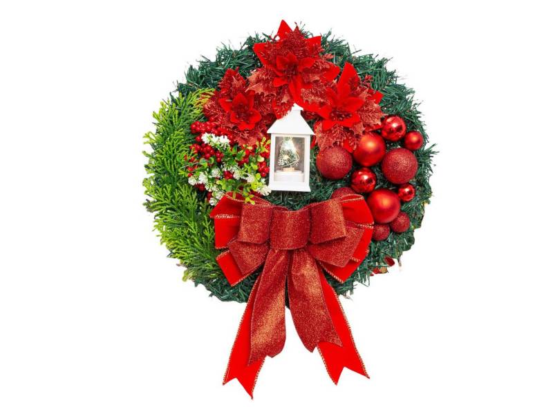 Coonoor Dekokranz LED Künstlicher Weihnachtskranz für Tür, 40cm Türkranz Weihnachten, Adventskranz mit Kerzenlaterne Coonoor Dekokranz LED Künstlicher Weihnachtskranz für Tür, 40cm Türkranz Weihnachten, Adventskranz mit Kerzenlaterne von Coonoor