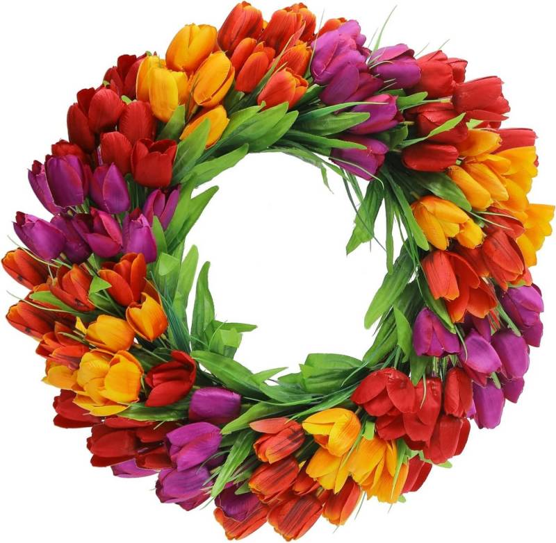 Coonoor Dekokranz Türkranz Frühling Künstliche Bunter Dekorative Blumenkranz von Coonoor