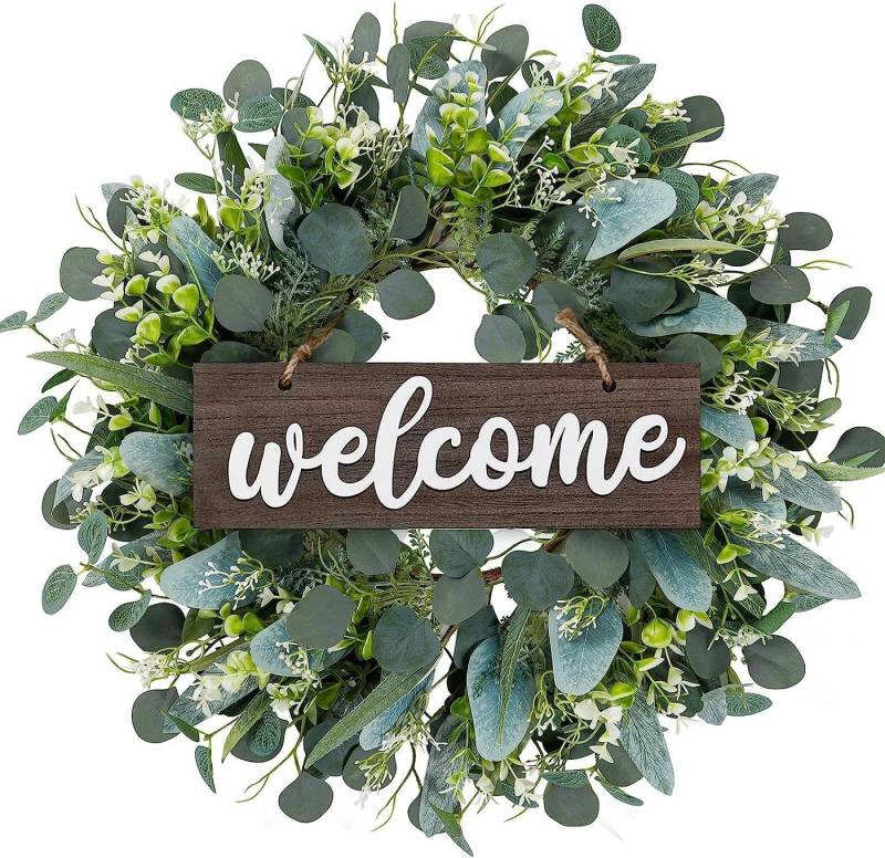 Coonoor Dekokranz Weihnachtskranz Willkommensschild Vordertür Künstliche Kranz Deko, für Haustür Zuhause Tür Fenster Wand von Coonoor