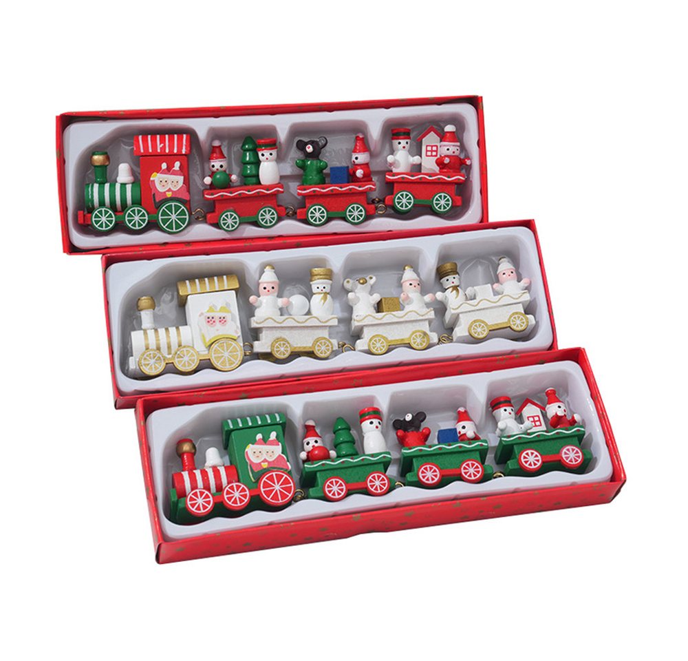 Coonoor Dekoobjekt Weihnachten Zug Deko Weihnachten Tischdeko Mini Weihnachtszug (3 St), Holz Eisenbahn Weihnachtsdeko Weihnachten Neujahr Geschenke von Coonoor
