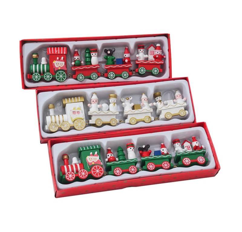 Coonoor Dekoobjekt Weihnachten Zug Deko Weihnachten Tischdeko Mini Weihnachtszug (3 St), Holz Eisenbahn Weihnachtsdeko Weihnachten Neujahr Geschenke von Coonoor