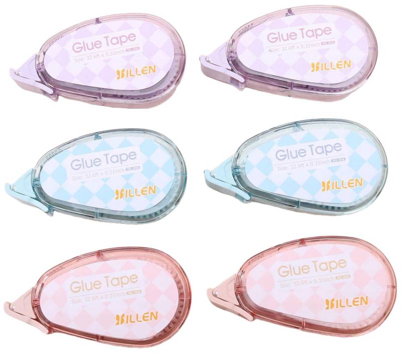 Coonoor Doppelklebeband 6er-Pack doppelseitiges selbstklebendes Klebeband mit Roller (Klebebandrolle für Scrapbooking, Fotos und Basteln) Integriertes Klappdeckeldesign verhindert das Verlieren des Deckels von Coonoor