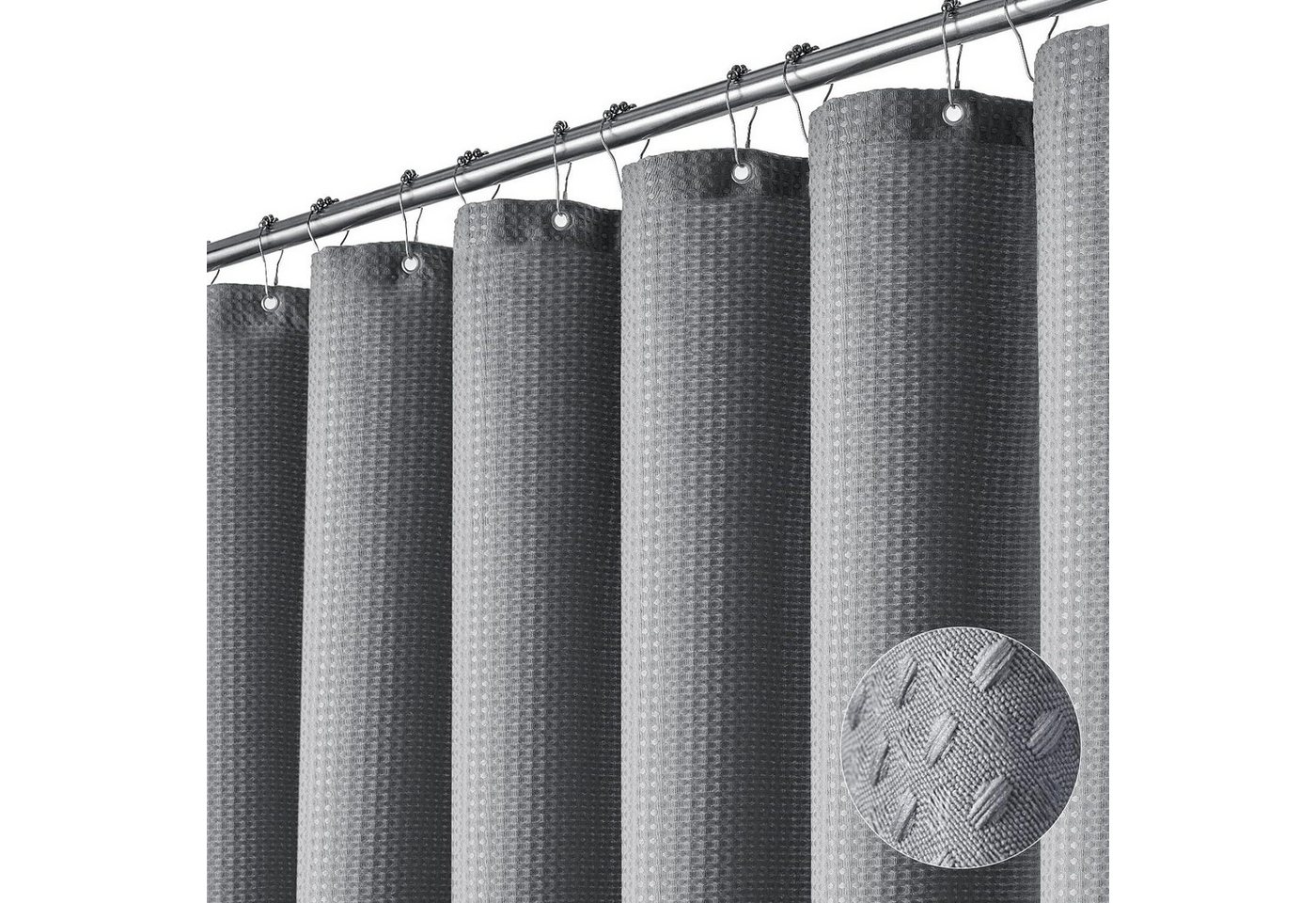 Coonoor Duschvorhang Duschvorhang aus Waffelstoff, wasserabweisend, waschbar & extra dick Breite 180 cm (1-tlg), strukturierter Stoffvorhang für Badezimmer von Coonoor