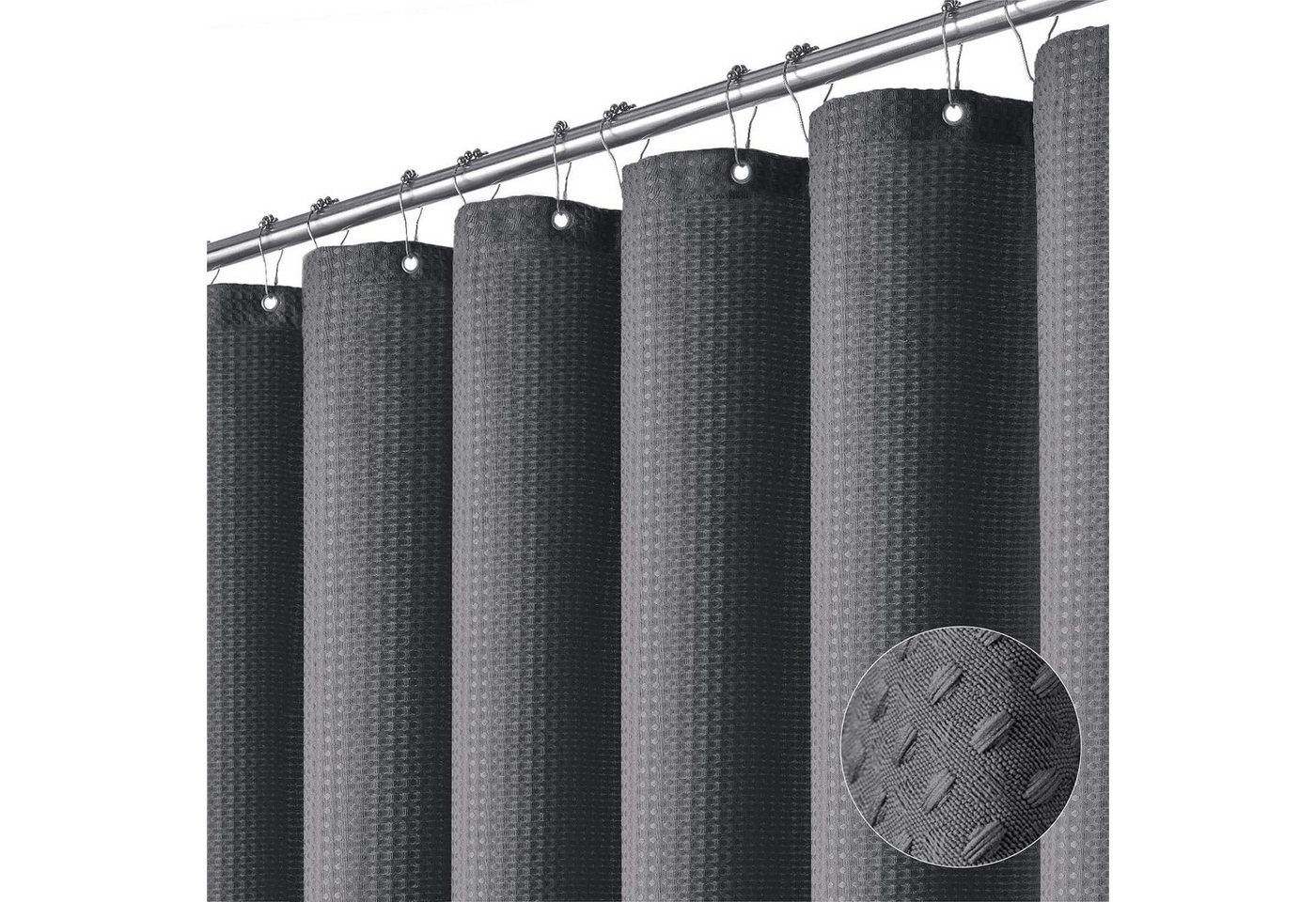 Coonoor Duschvorhang Duschvorhang aus Waffelstoff, wasserabweisend, waschbar & extra dick Breite 180 cm (1-tlg), strukturierter Stoffvorhang für Badezimmer von Coonoor