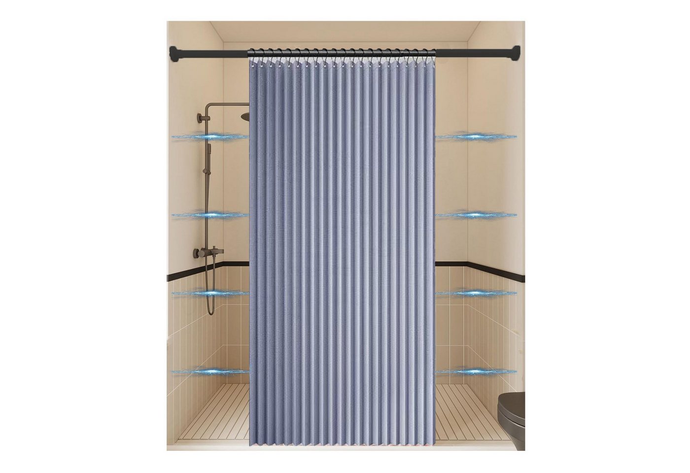 Coonoor Duschvorhang Wasserdichter Magnet-Falt-Duschvorhang, Anti-Schimmel Vorhang Breite 100 cm (1-tlg), Ideal für Badezimmer, Türrahmen, Schlafzimmer und als Raumteiler von Coonoor